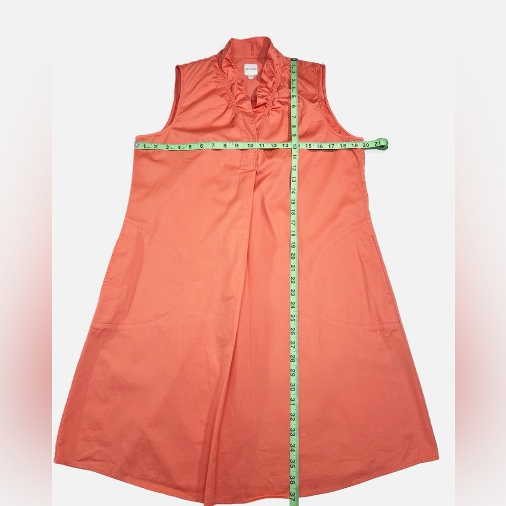 NIC+ZOE Peach Ruffle V‑Neck Dress Cotton Blend Pockets Women’s Medium M - Picture 3 of 6